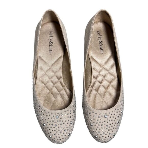 Kelly & Katie Florence Sparkle Toe Ballet Flats in Taupe - Size 8 - Picture 3 of 7